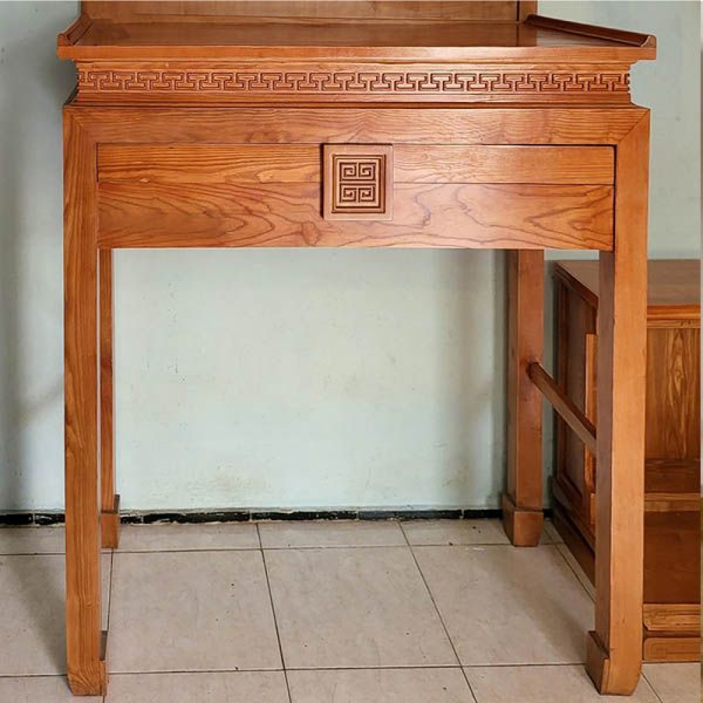 Bàn thờ gia tiên gỗ sồi chữ thọ đơn BT5
