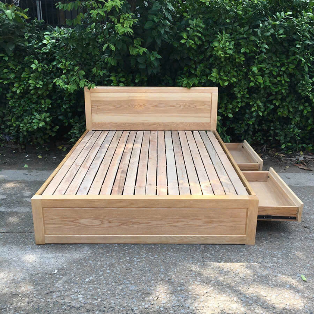 GIƯỜNG SỒI TỰ NHIÊN CÓ HỌC KÉO CHỨA ĐỒ 1M6X2M