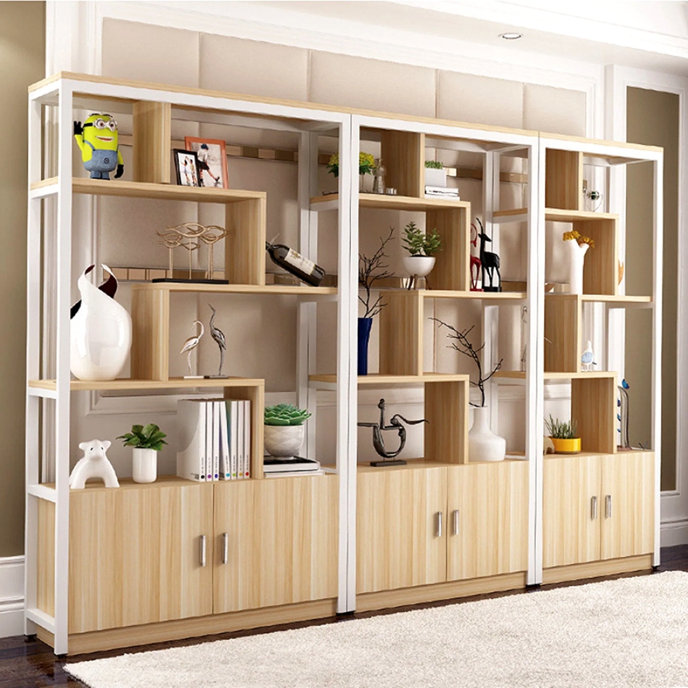 Kệ gỗ sắt có tủ  phong cách hiện đại 01