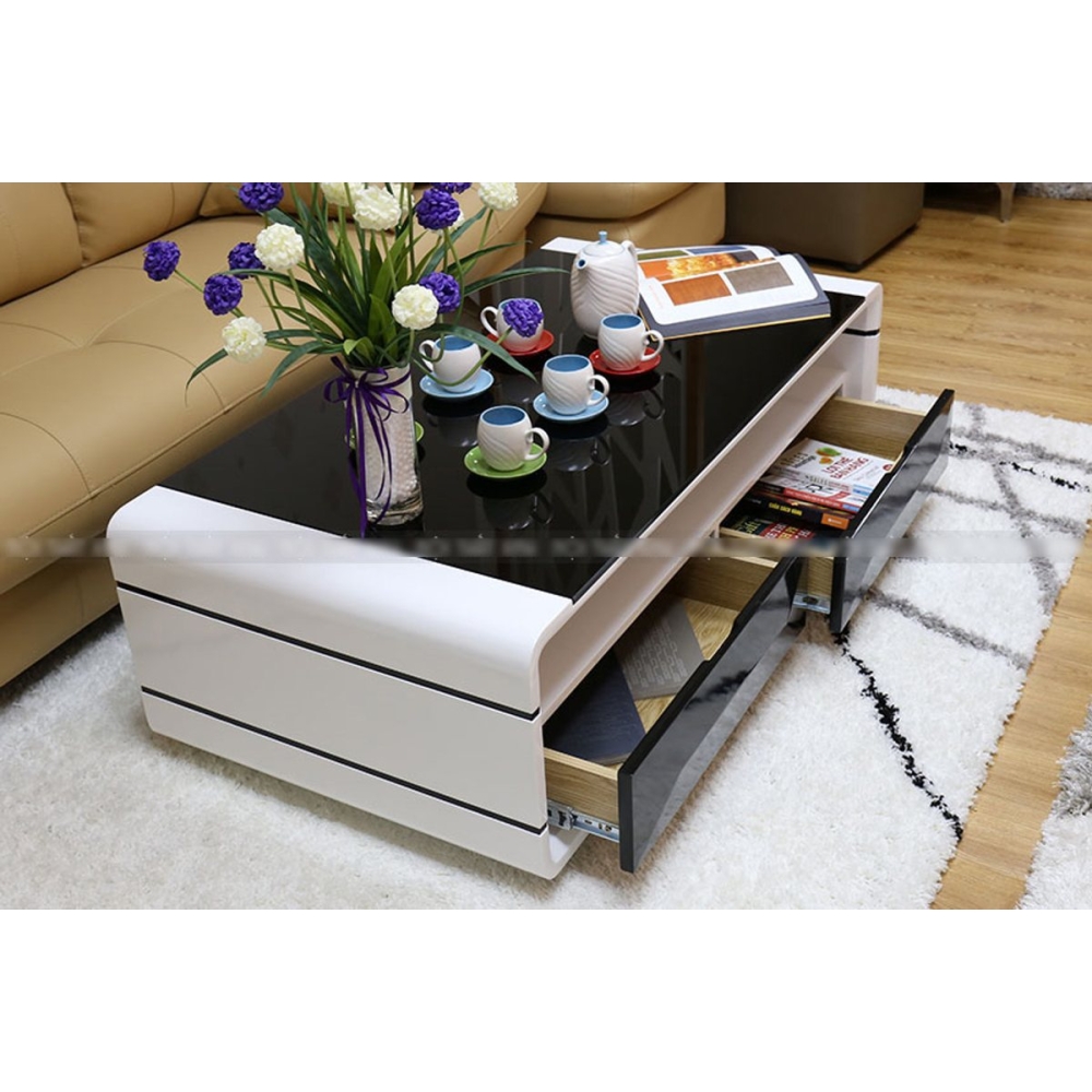 Bàn trà sofa 2 ngăn kéo đen giá rẻ 14