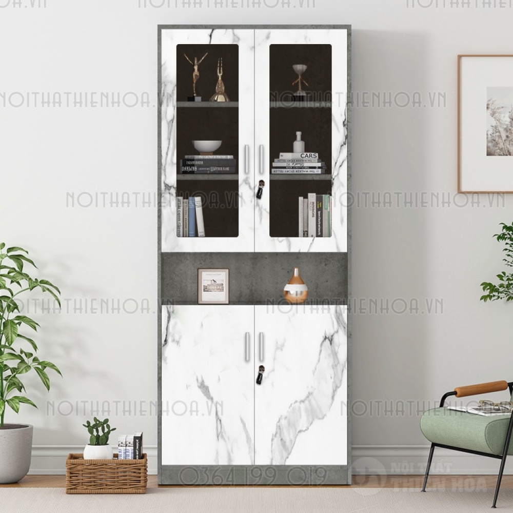 Tủ hồ sơ gỗ kính 3 cánh