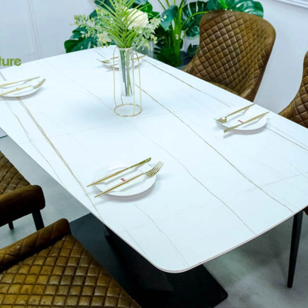 Bàn ăn cao cấp mặt đá chân sắt sơn tĩnh điện- Mã: T179