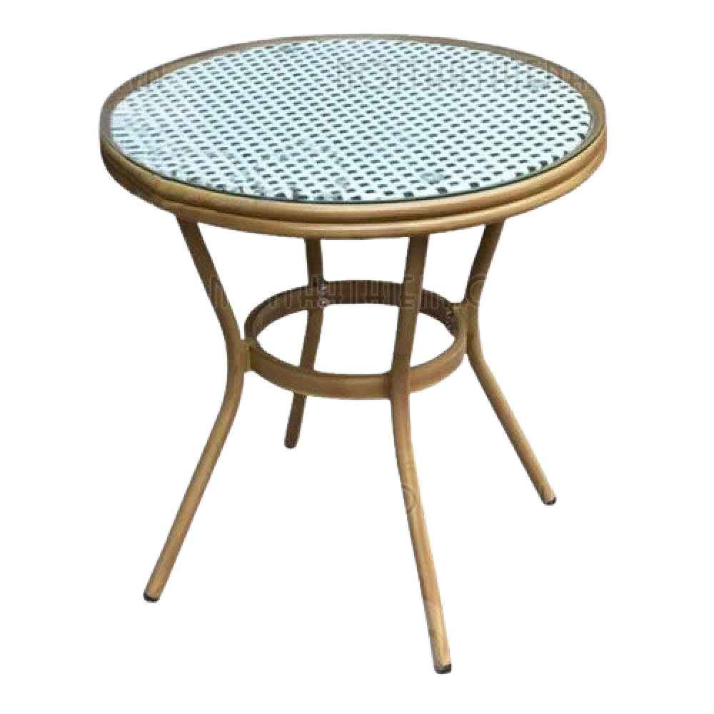 Bàn cafe giả mây mặt kính ngoài trời cao cấp- Mã: T192