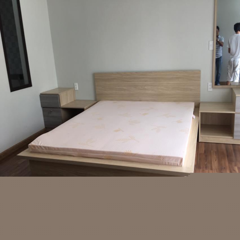 Giường gỗ công nghiệp đồng màu kèm tap đầu giường GN-48