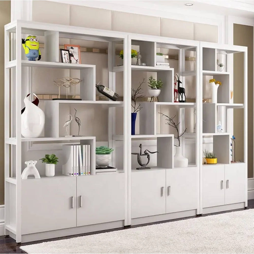 Kệ gỗ sắt có tủ  phong cách hiện đại 01