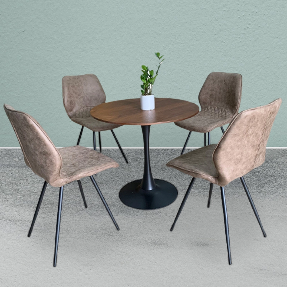 Bàn Tulip mặt gỗ nâu sang trọng- Mã: T117E