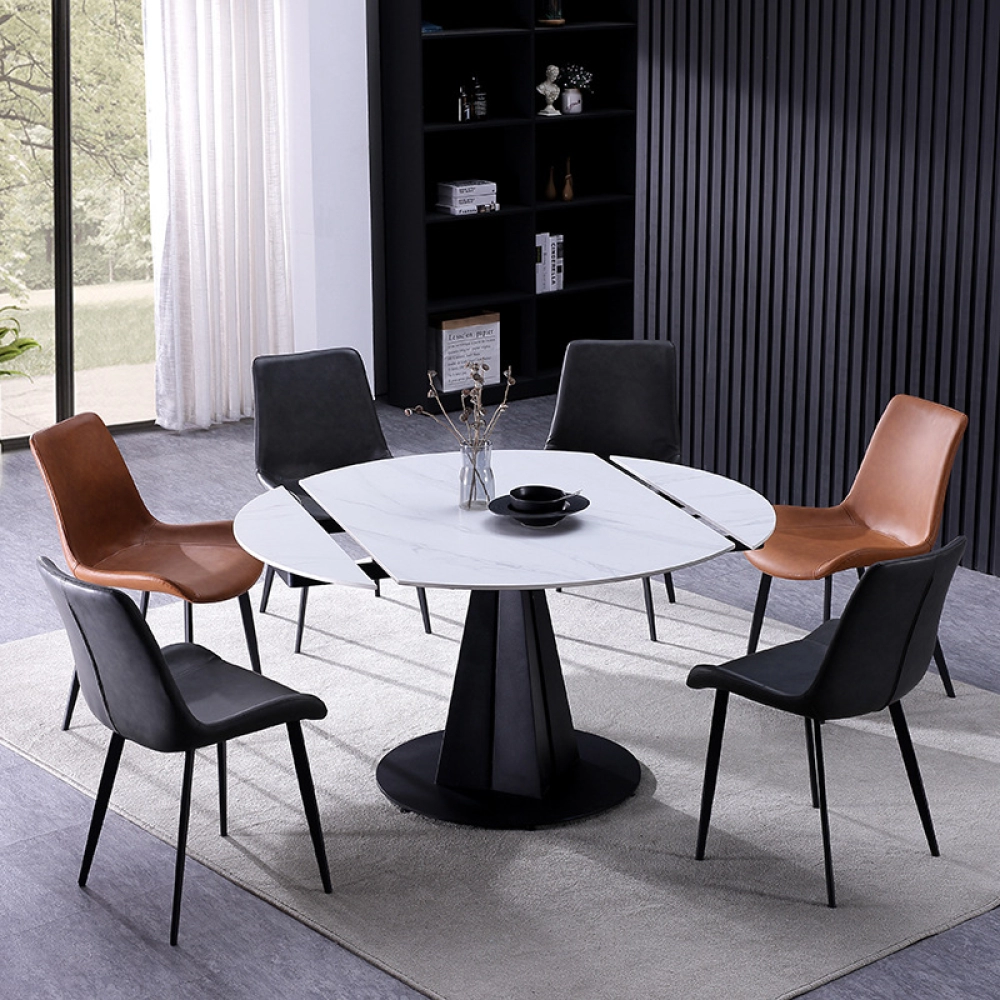 Bộ bàn ăn tròn mặt đá thông minh- Mã: T1106-6×2109