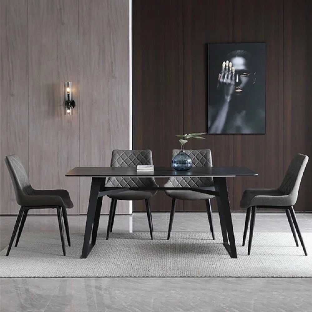 Bộ bàn ăn mặt đá 4 ghế bọc da cao cấp- Mã: T178-4×2116