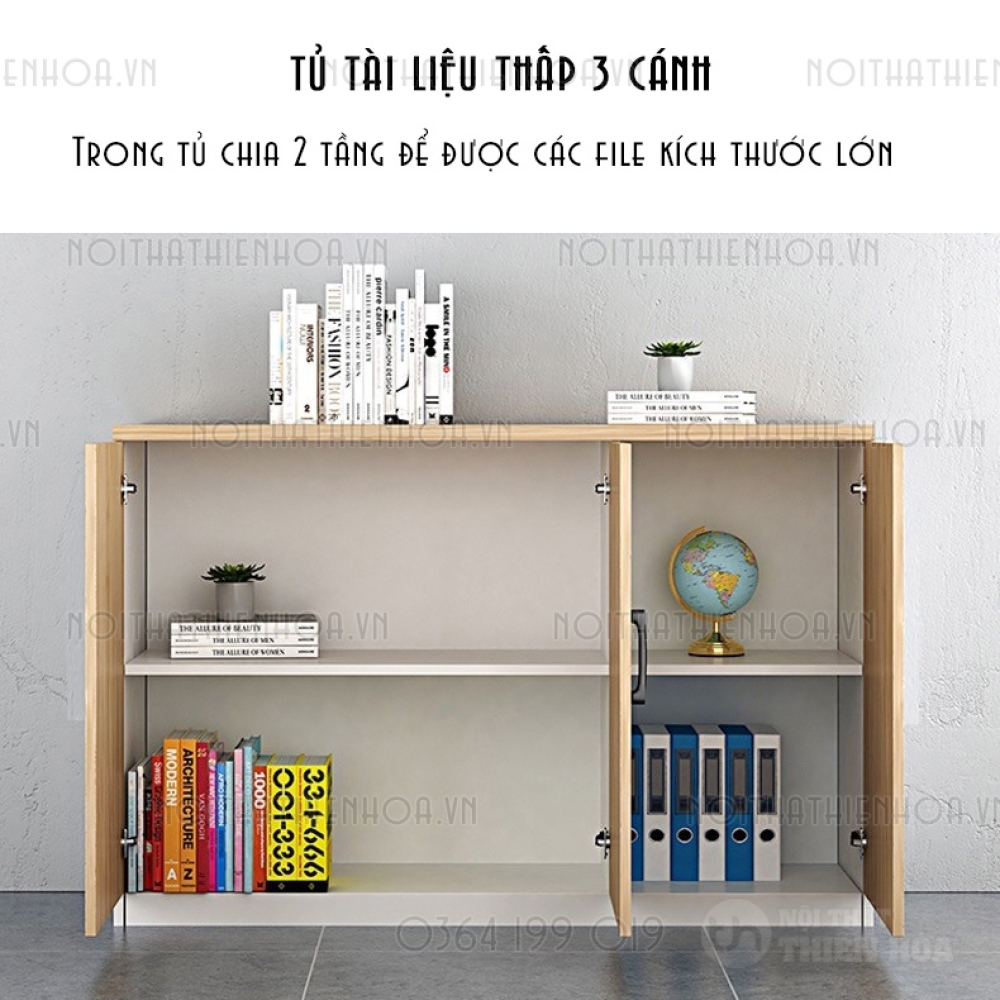 Tủ văn phòng thấp Trắng đen