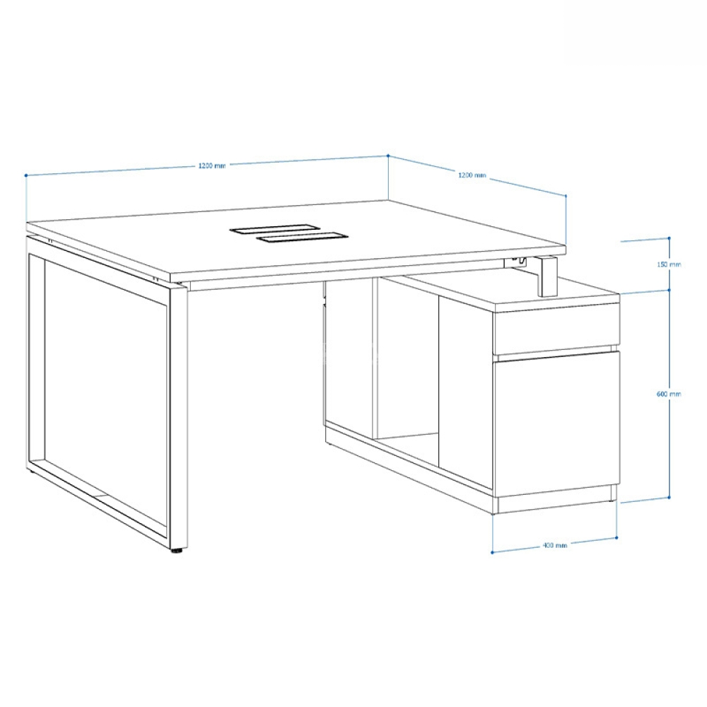 Cụm bàn làm việc 2 người chân sắt hộp Eos EUC06-1212