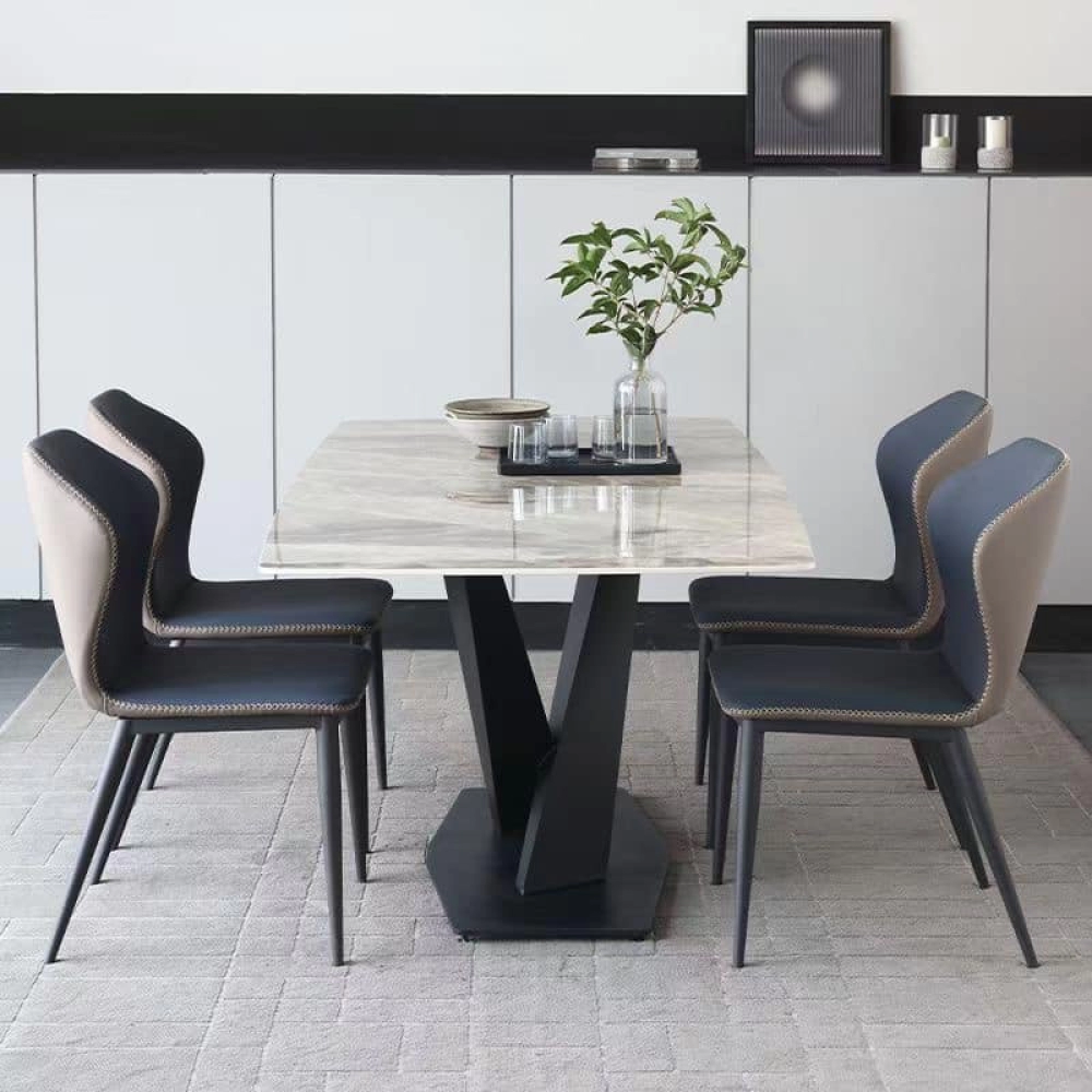 Bộ bàn ăn mặt đá chân chữ X 4 ghế- Mã: T179-14-4×2119