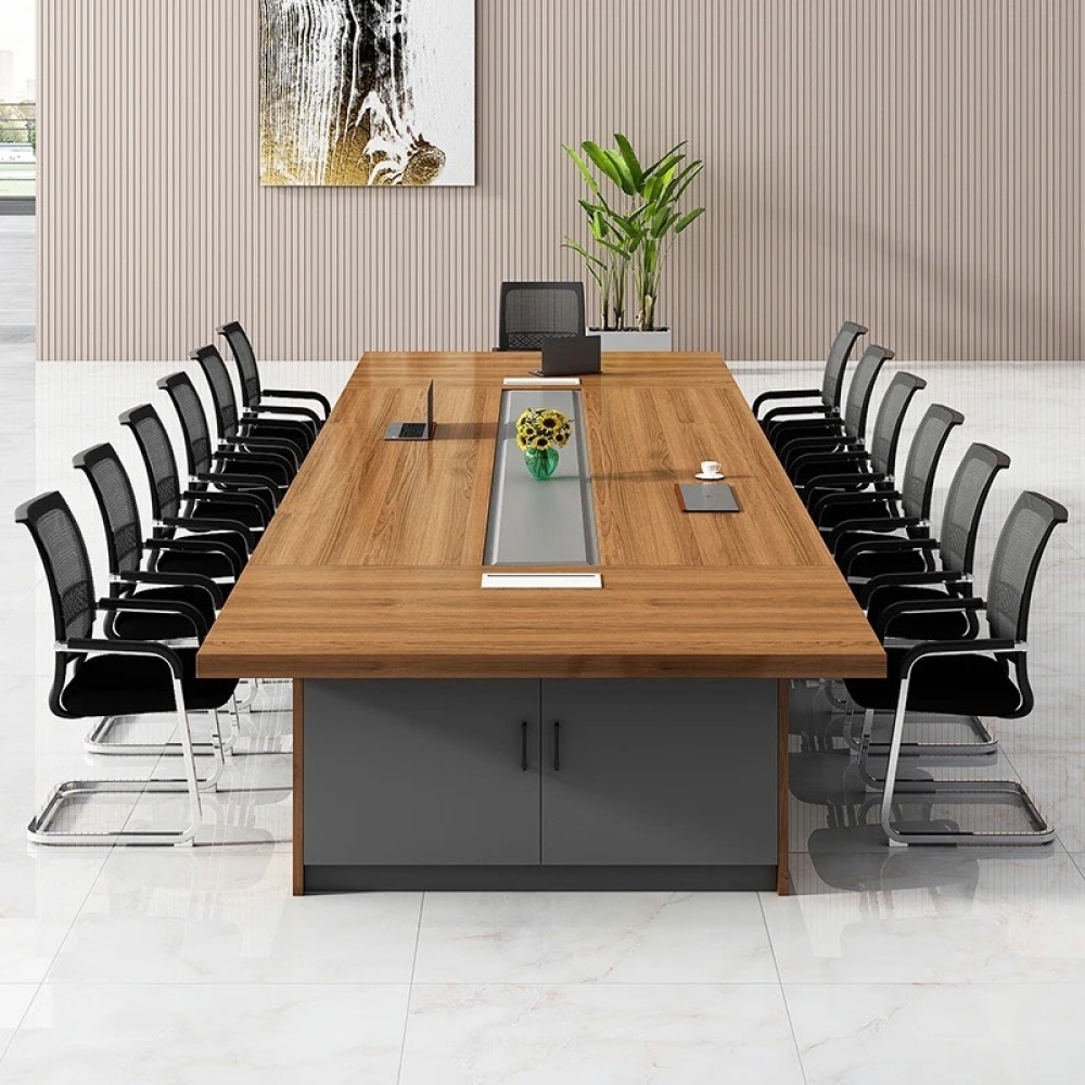 Bàn Họp Văn Phòng Gỗ MDF Màu Vân Tự Nhiên – BH41