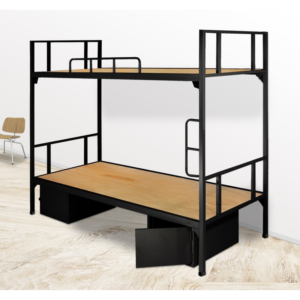 GT-04_Giường sắt 2 tầng đen có hộc giá rẻ