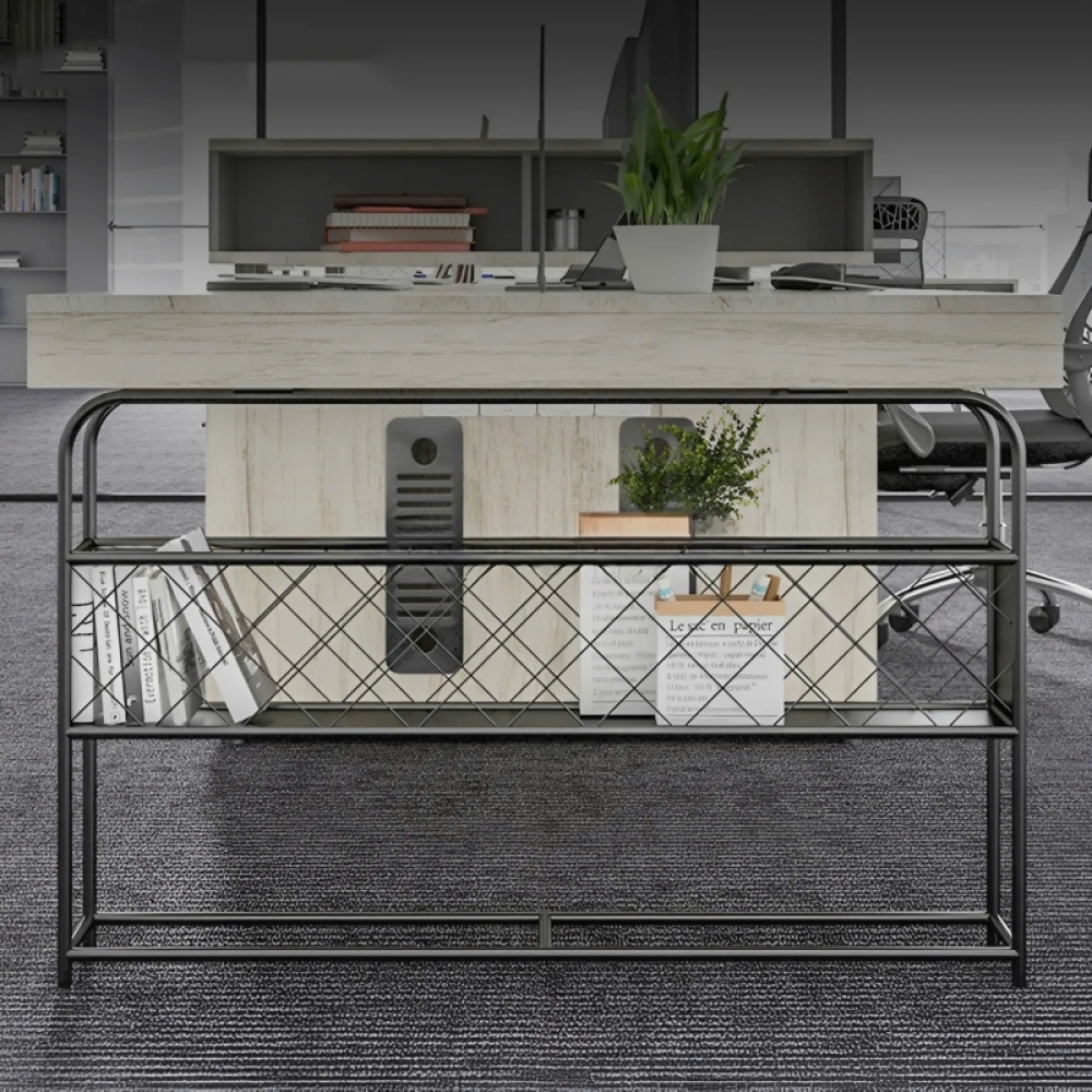 Cụm Bàn Làm Việc 4 Nhân Viên Có Hộc Tủ Và Kệ Sắt Tiện Lợi – BC70