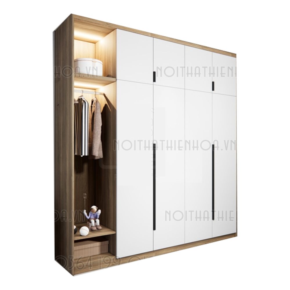 Tủ quần áo gỗ cốt xanh thái lan TA6824