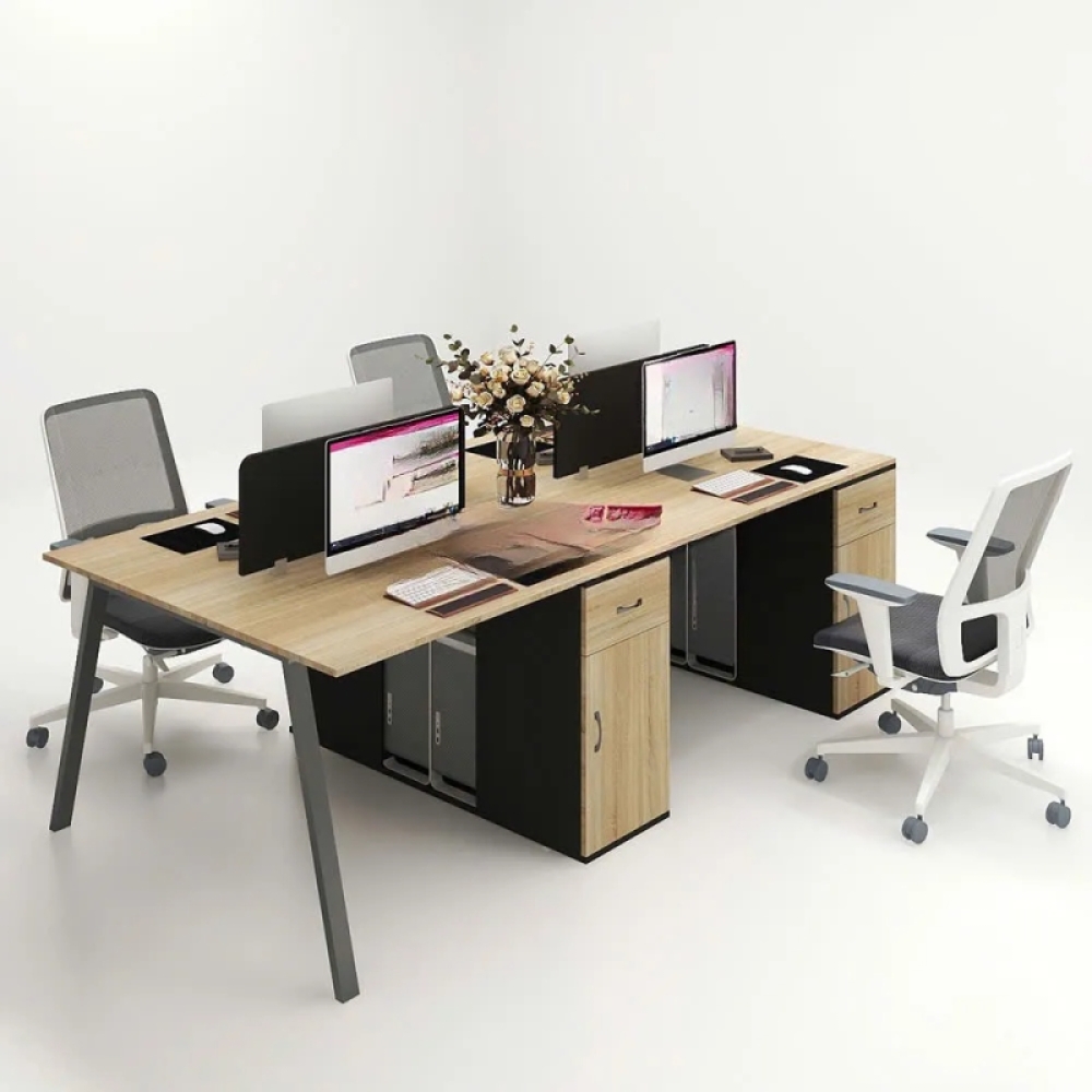 Cụm Bàn Làm Việc 4 Người Chân Sắt Sơn Tĩnh Điện Sang Trọng – BC110