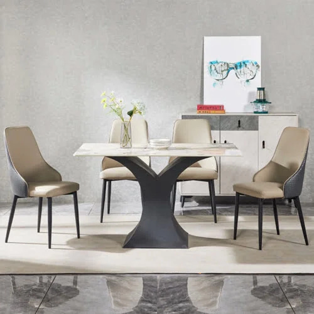 Bộ bàn ăn 4 ghế mặt đá hiện đại- Mã: T1120-4×2145