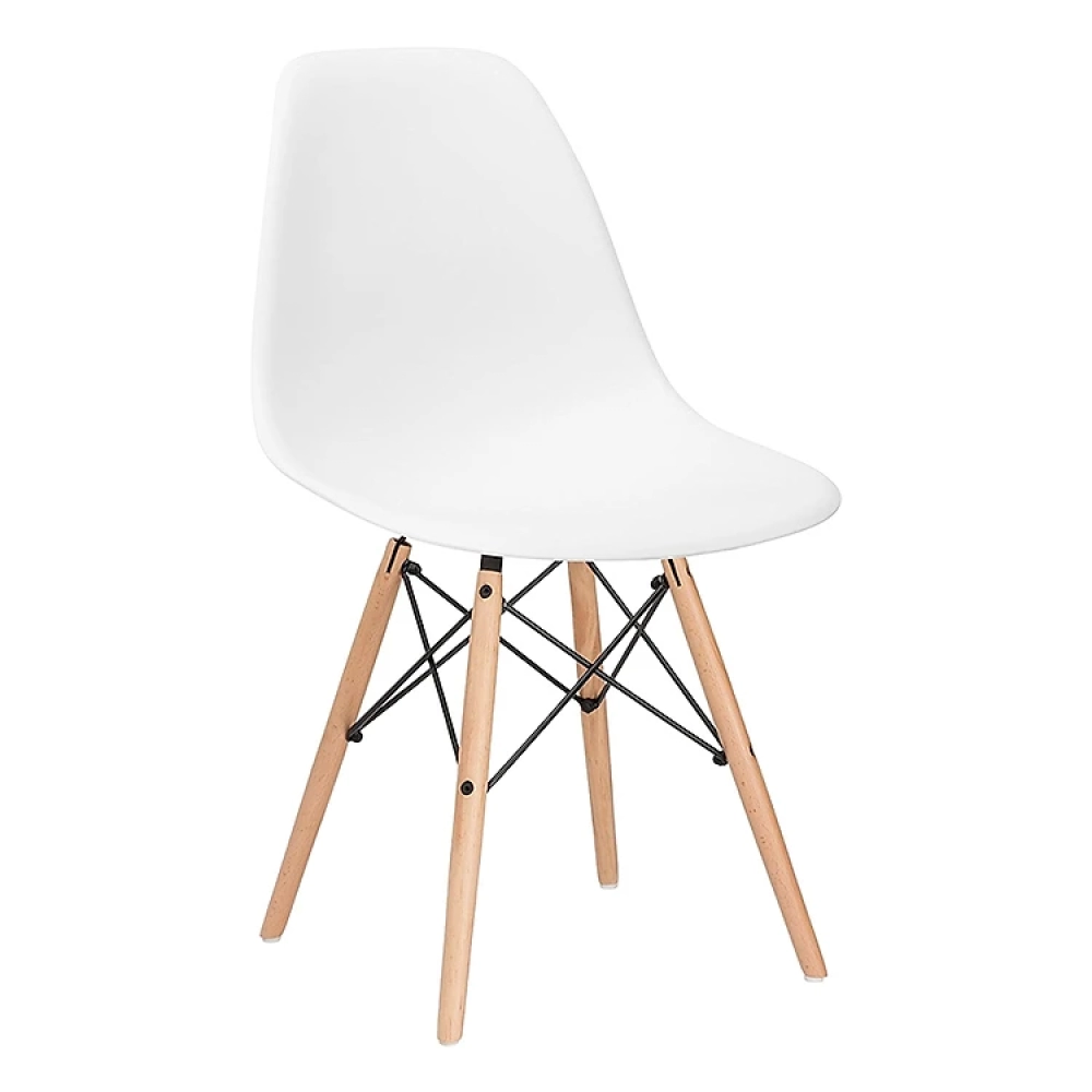 Bộ bàn ăn, cafe cho 6 người gồm bàn T108 0.8×1.2×0.75m và 6 ghế eames nhựa chân gỗ 207