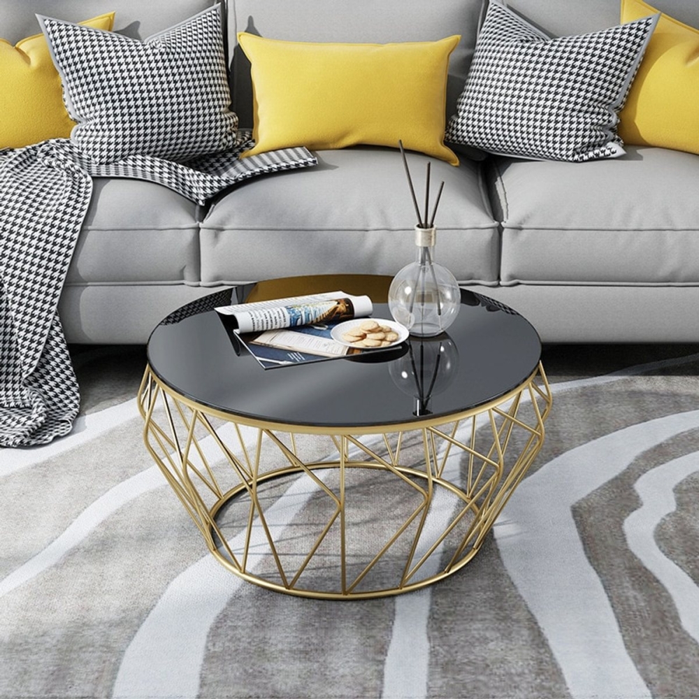 Bàn trà sofa màu đồng mặt kính rẻ đẹp 01