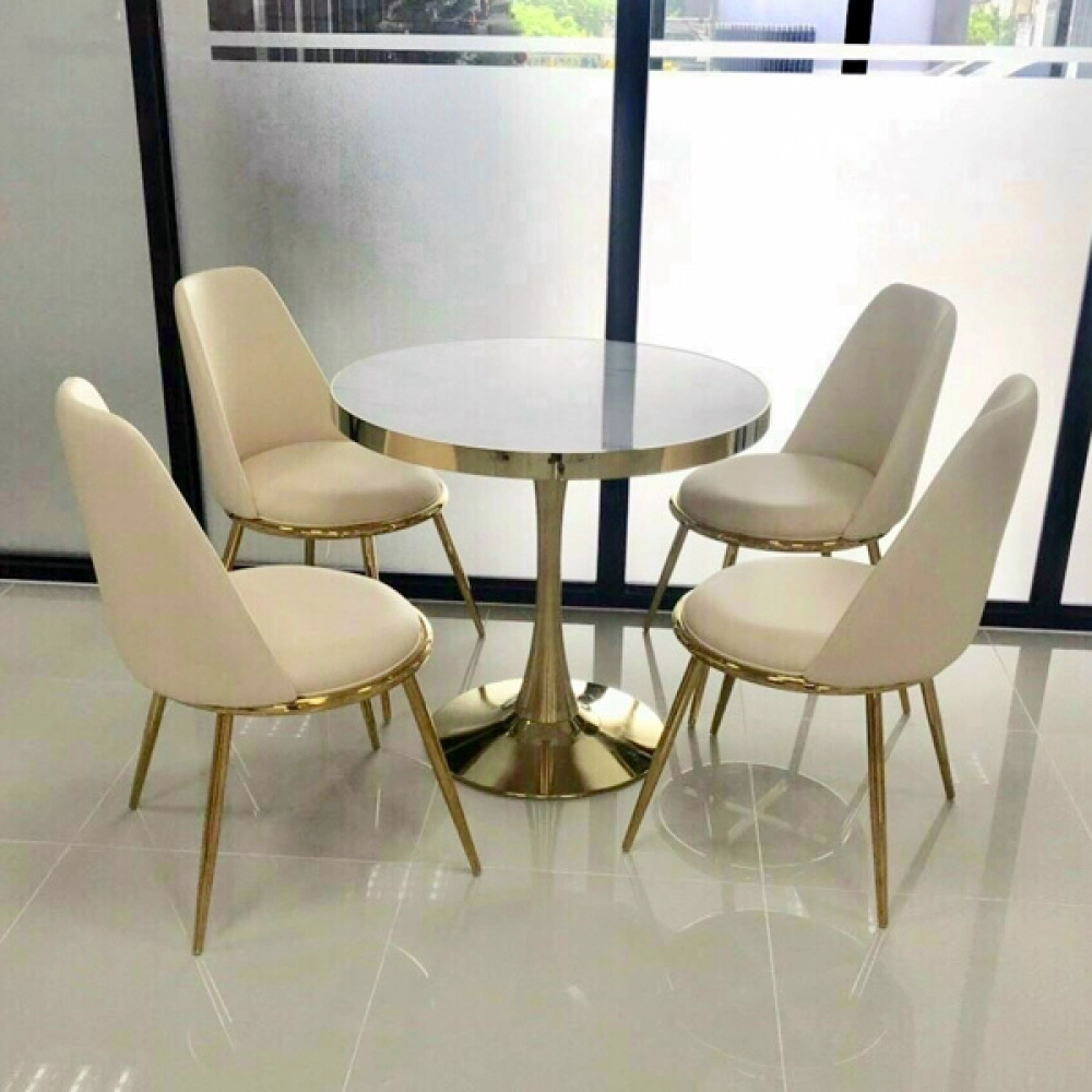 Bàn Tulip chân mạ vàng mặt giả vân đá sang trọng – Mã: T117G