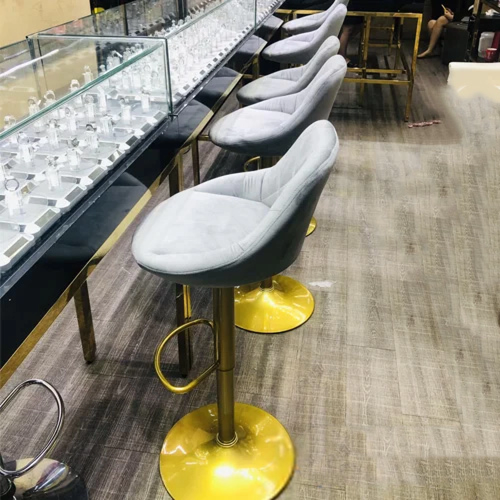Ghế quầy bar đẹp lưng bọc nhung chân vàng- Mã: 471A