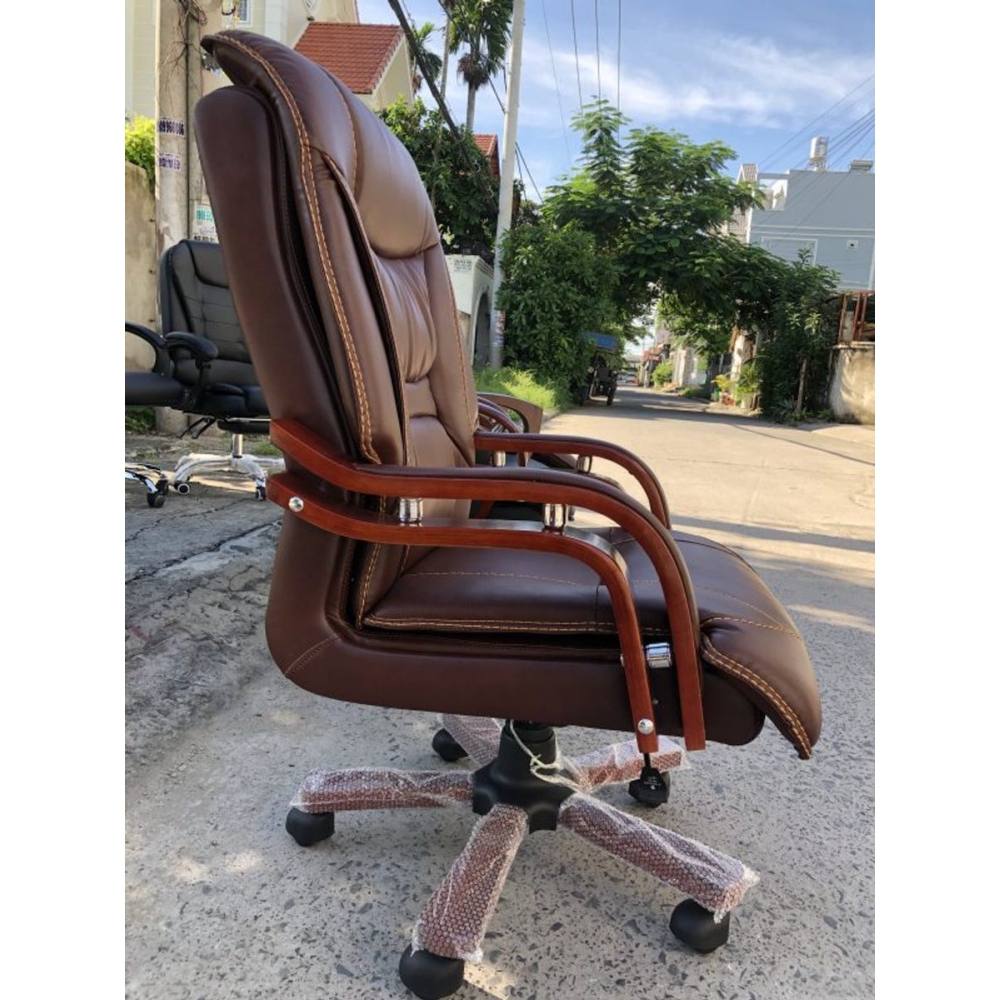 Ghế giám đốc da tay gỗ W026
