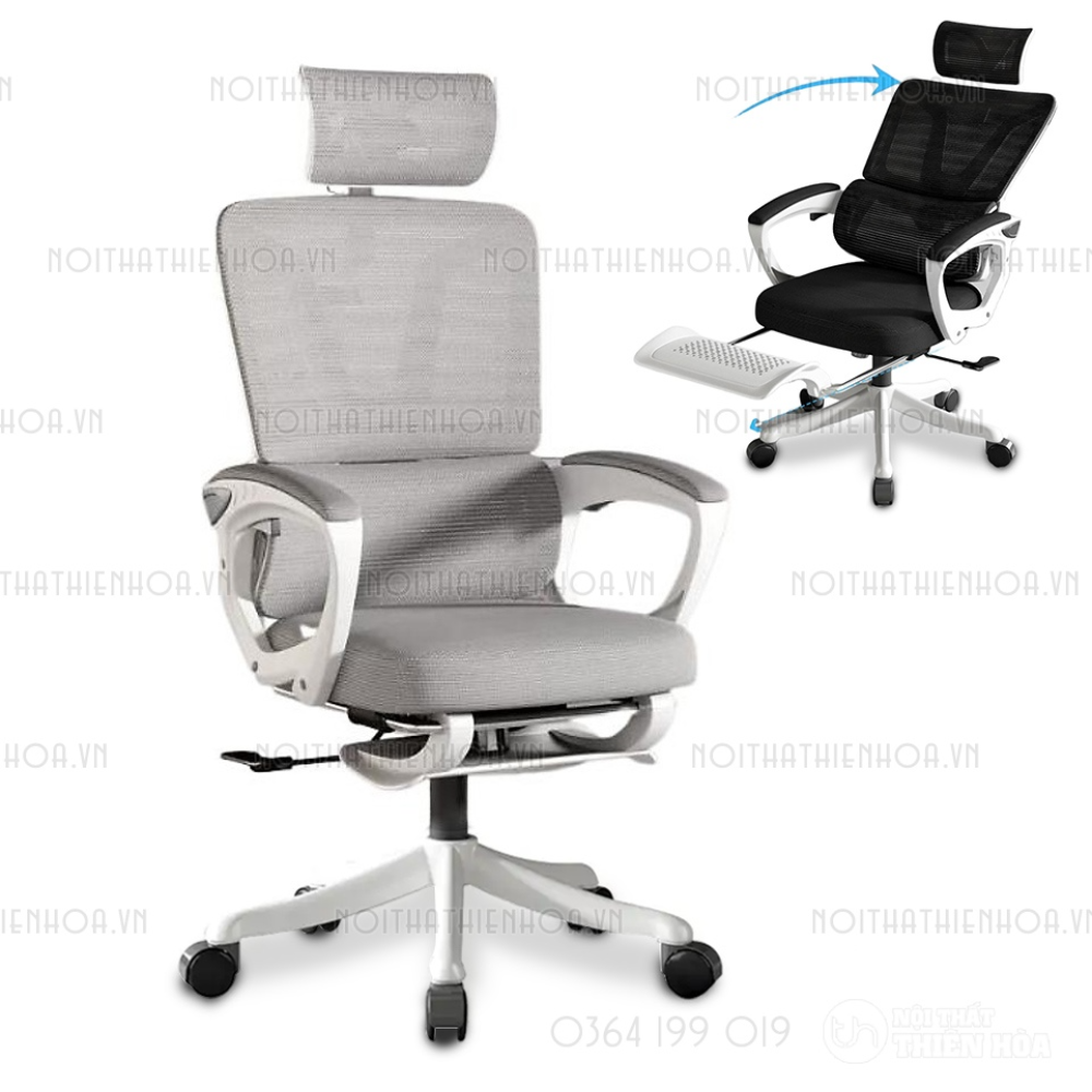 Ghế làm việc chống đau lưng công thái học có gác chân