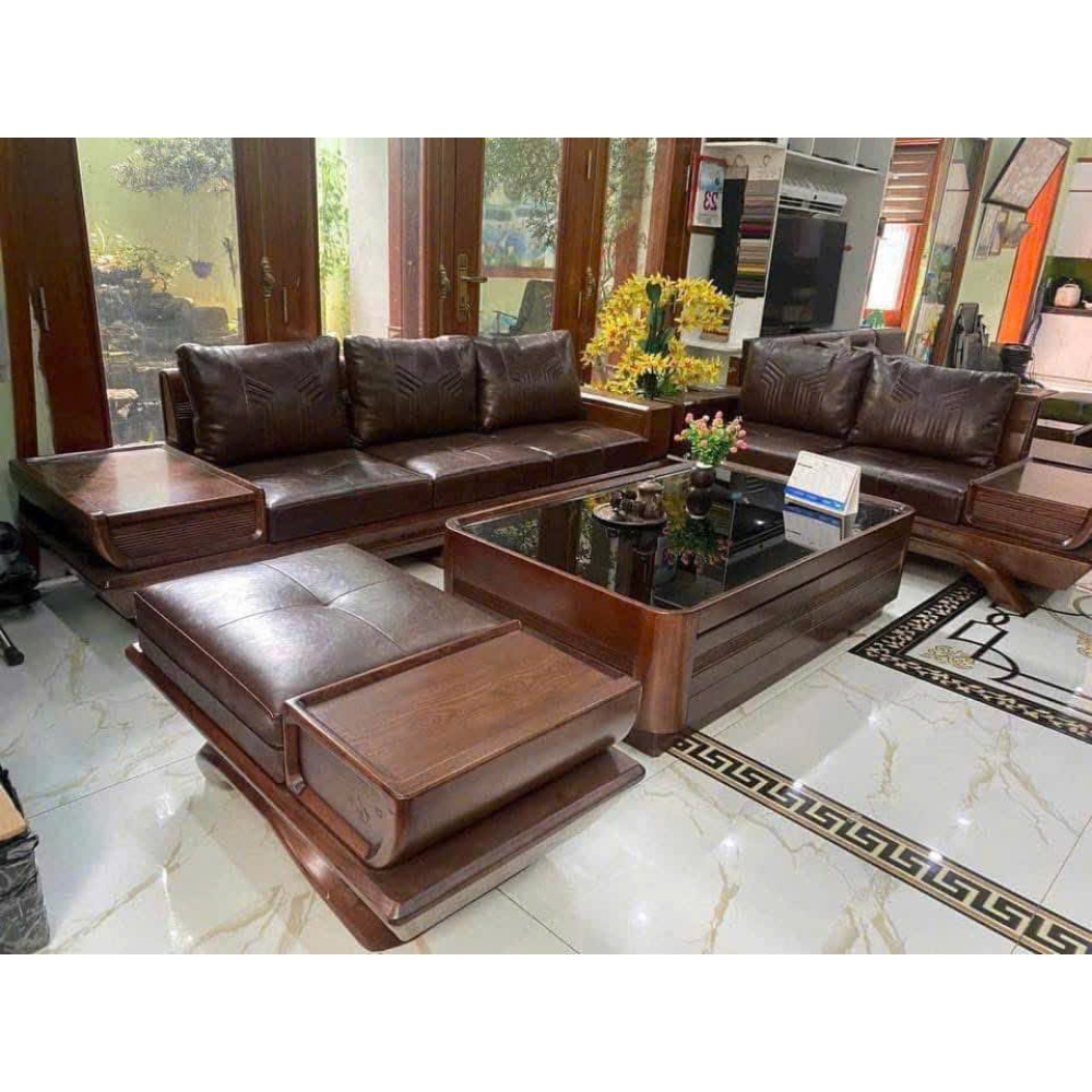 Bộ ghế salon phòng khách gỗ sồi Nga nhập khẩu HS-03