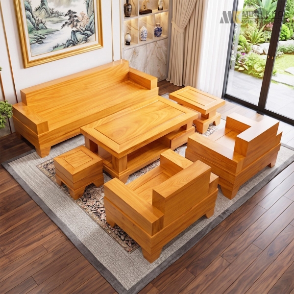 SALON GÕ ĐỎ ĐỐI 6 MÓN - MÃ 010