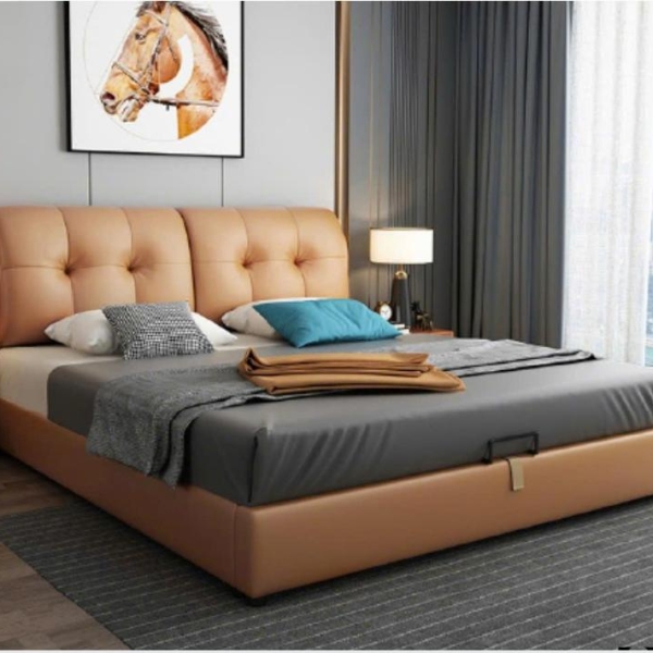Giường bọc da X2Mmàu cam 1M8X2M