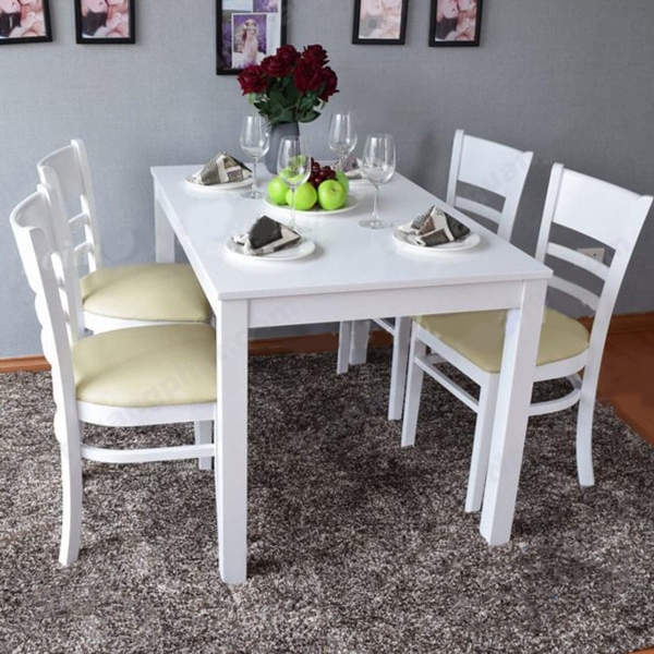 Bàn ăn cabin 4 chỗ màu trắng