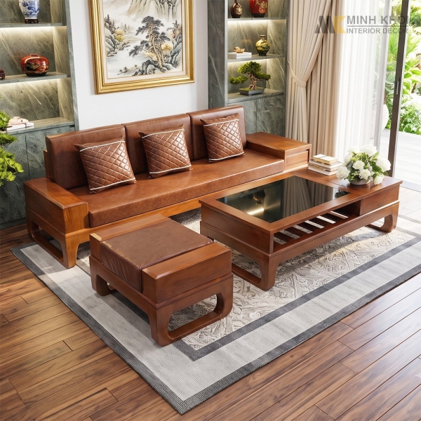 Bàn Ghế Sofa Gỗ Sồi Nga Mã HS-01