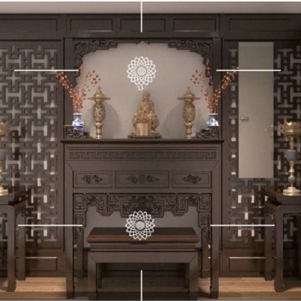 Vách ốp tường phòng thờ - VOT28