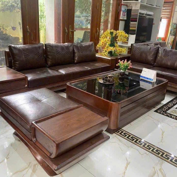 Bộ ghế salon phòng khách gỗ sồi Nga nhập khẩu HS-03