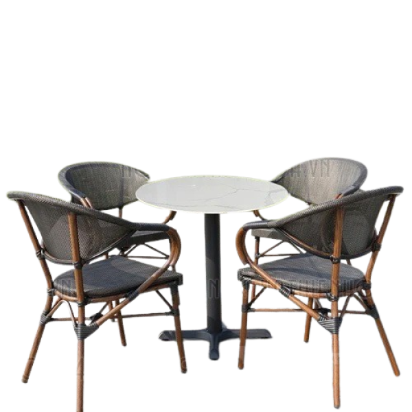 Bộ bàn ghế cafe mặt đá sân vườn 4 ghế- Mã: T194D-4x281A