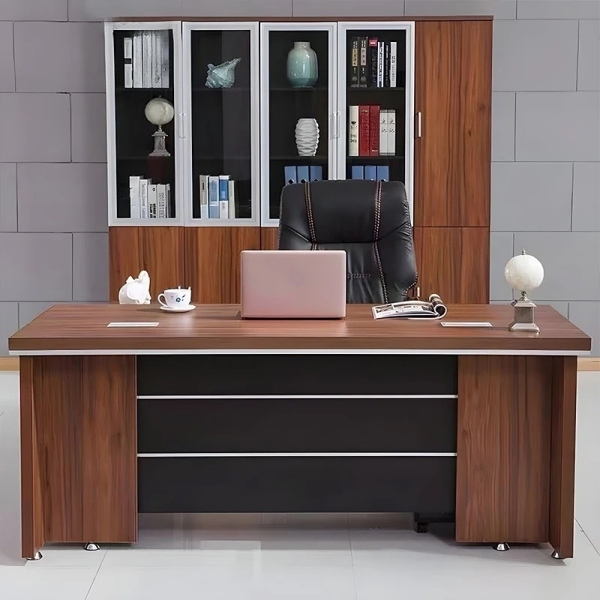 Bàn Giám Đốc Góc L Viền Sọc 1m6x80 – BGĐ70
