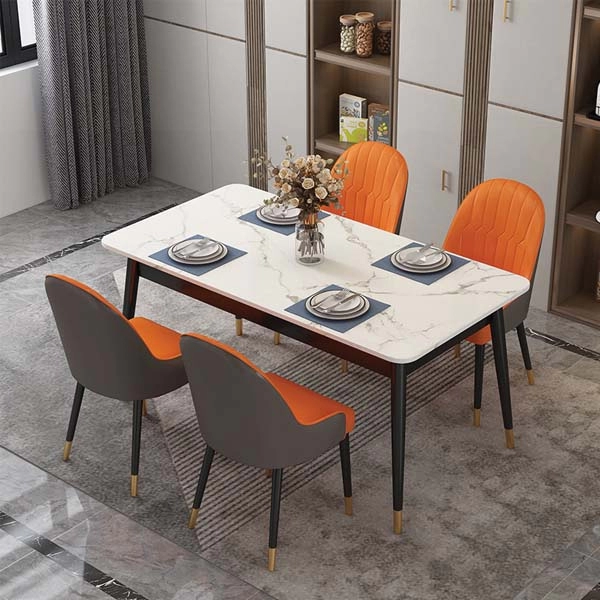 Bộ bàn ăn mặt đá ghế nệm hiện đại sang trọng – Mã: T147-13-4×284