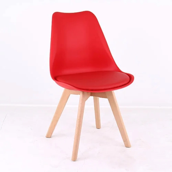 Bộ bàn ăn, cafe cho 6 người gồm bàn T108 0.8×1.2×0.75m và 6 ghế eames nhựa lót nệm chân gỗ 205