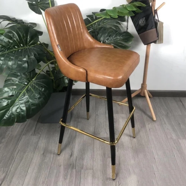 Ghế quầy bar có lưng tựa chân mạ vàng – Mã: 478