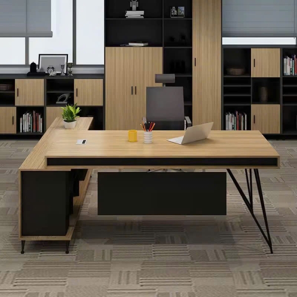 Bàn Giám Đốc Chữ L Gỗ MDF Có Tủ Phụ Hiện Đại – BGD104
