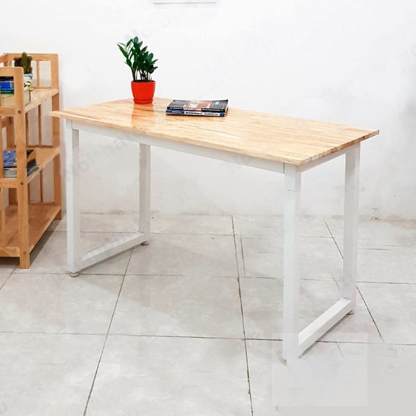 Bàn làm việc chân sắt giá rẻ chữ U trắng cao su
