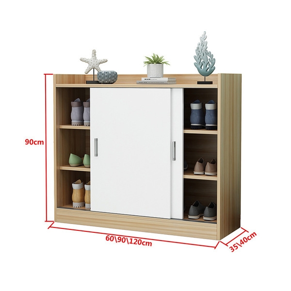 Tủ giày 2 cánh lùa trắng viền gỗ-TG19