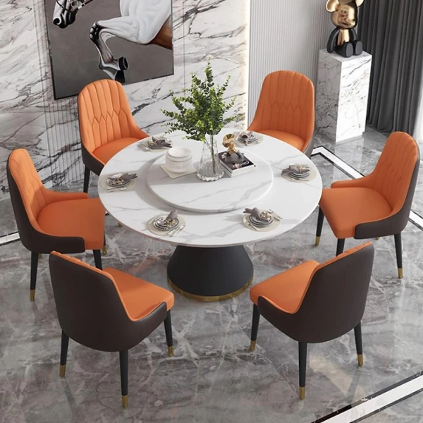 Bộ bàn ăn tròn mặt xoay 6 ghế- Mã: T1107-6×284