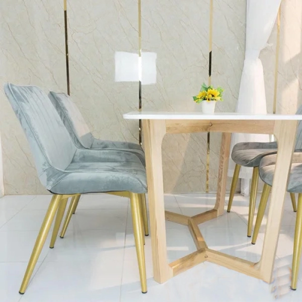 Ghế phòng ăn nệm chân mạ vàng màu gold cao cấp – 269N