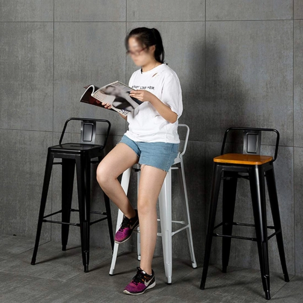Ghế quầy bar tolix chân cao có lưng dựa – Mã: 304
