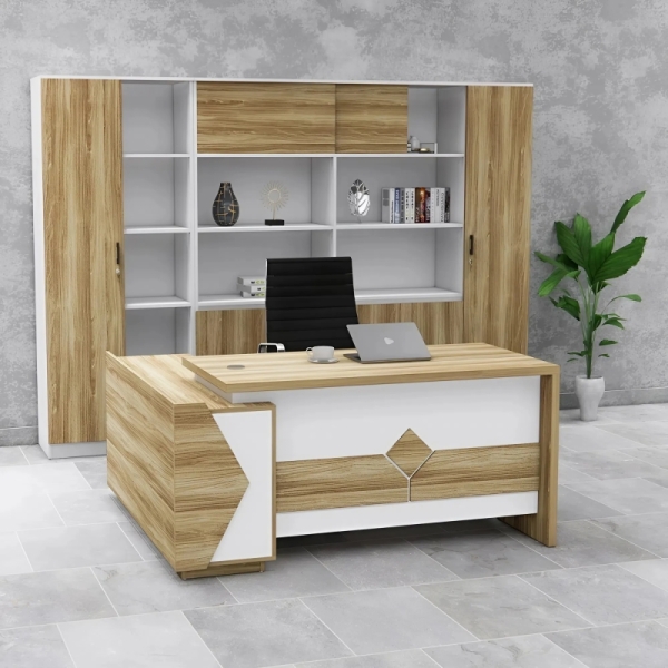Bàn Giám Đốc Gỗ Sáng Họa Tiết Hình Khối – BGĐ122