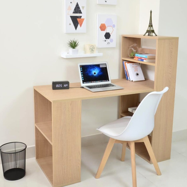Bàn làm việc kèm kệ trang trí 04