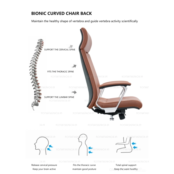Ghế làm việc sếp, giám đốc, quản lý Ergonomic da cao cấp