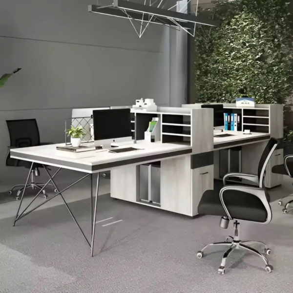Cụm Bàn Làm Việc 4 Người Chân Sắt Hiện Đại – BC58