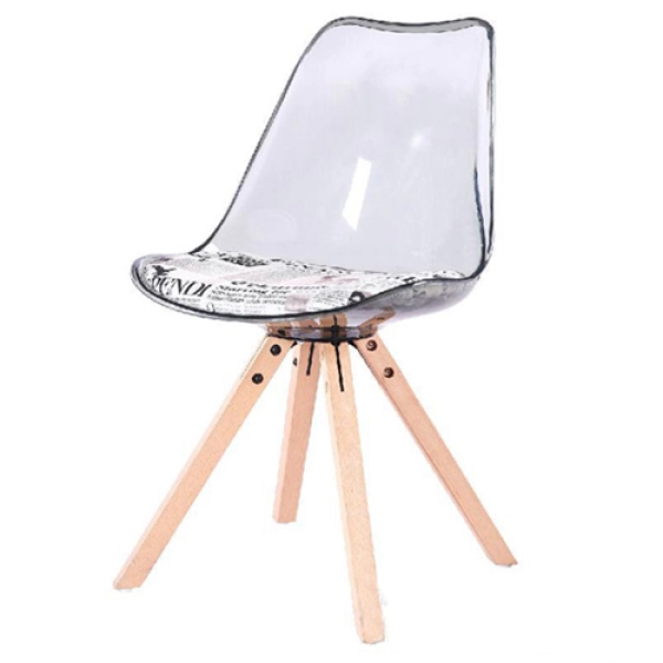 Ghế ăn lưng nhựa trong suốt chân gỗ- Mã: 287